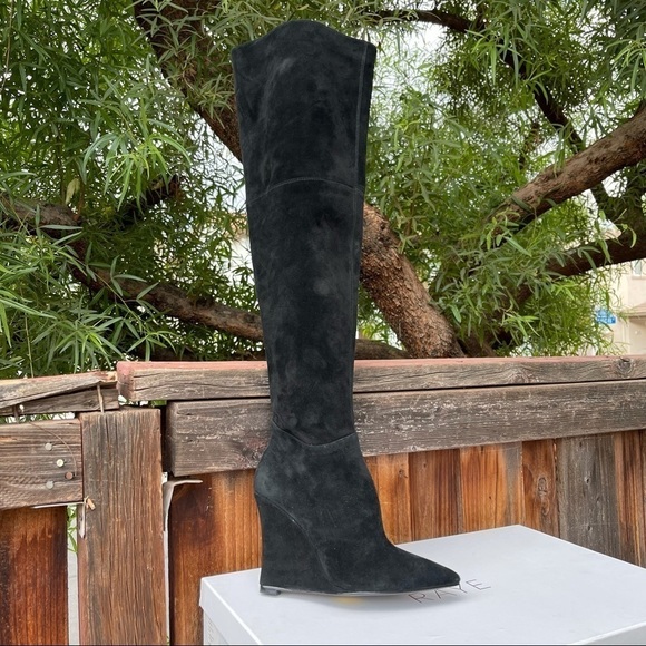 RAYE Ruby Boot in Black Size 6 Thigh High Wedge Pointed Toe SOLD OUT Revolve - Picture 2 of 6